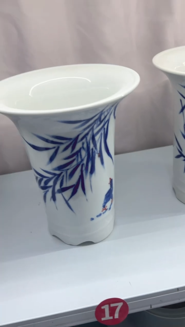 顺*神景德镇青花瓷花盆高27外口22内口17