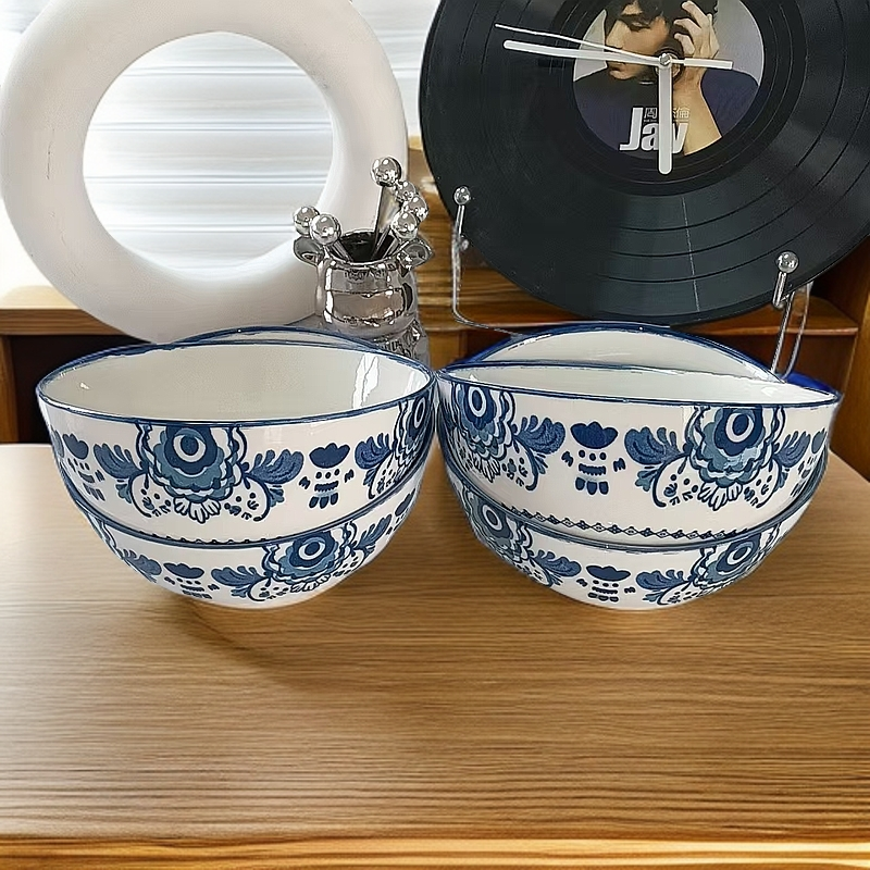 4个装！6英寸蓝色物语面碗家用