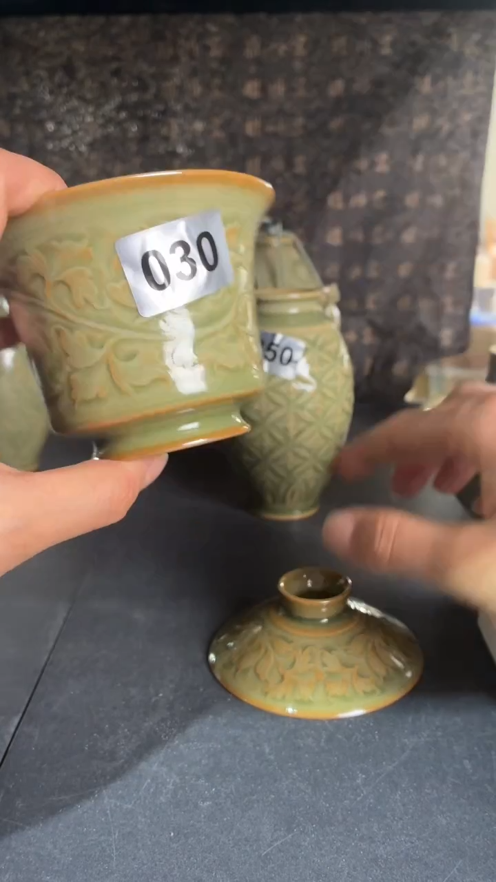 耀州窑仰山微瑕鹿盖碗030