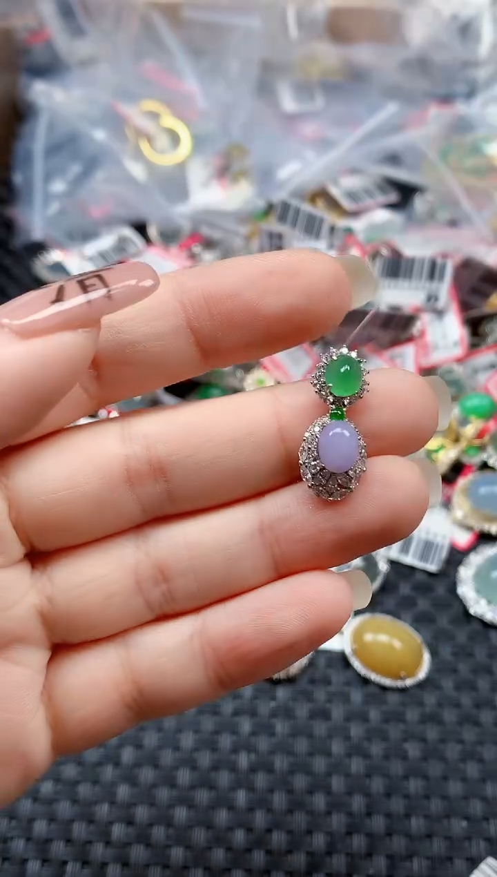 银S925镶嵌戒指翡翠天然A货缅甸翡翠