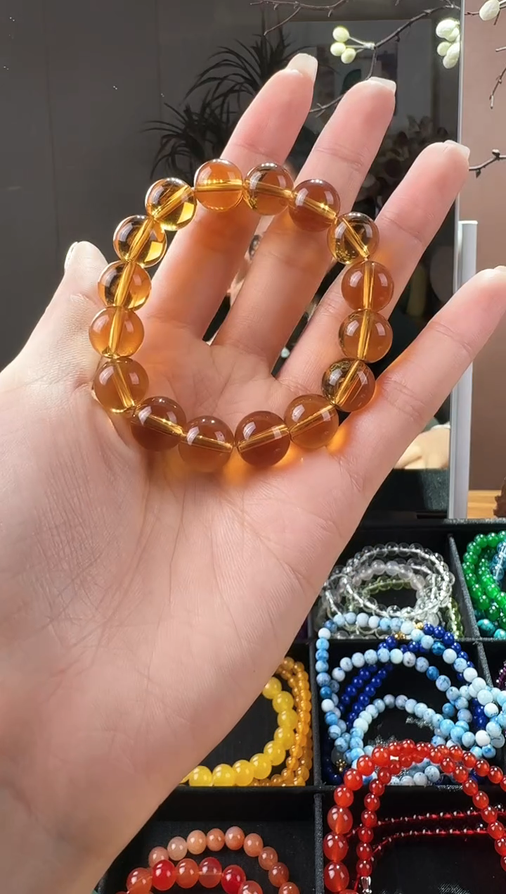 黄晶手串未镶嵌黄水晶手串