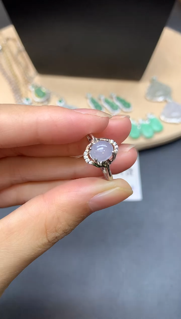 【闪购商品】翡翠戒指银S925镶嵌蛋面【多样性发其一】