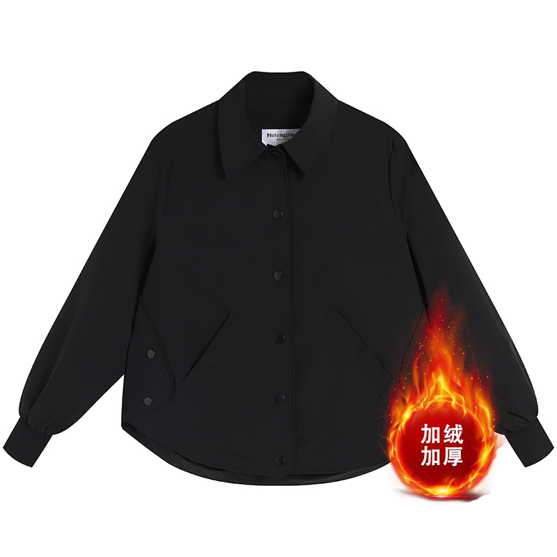 网红款女秋季外套女款爆款2025新款简约风加绒加厚开衫小外搭洋气