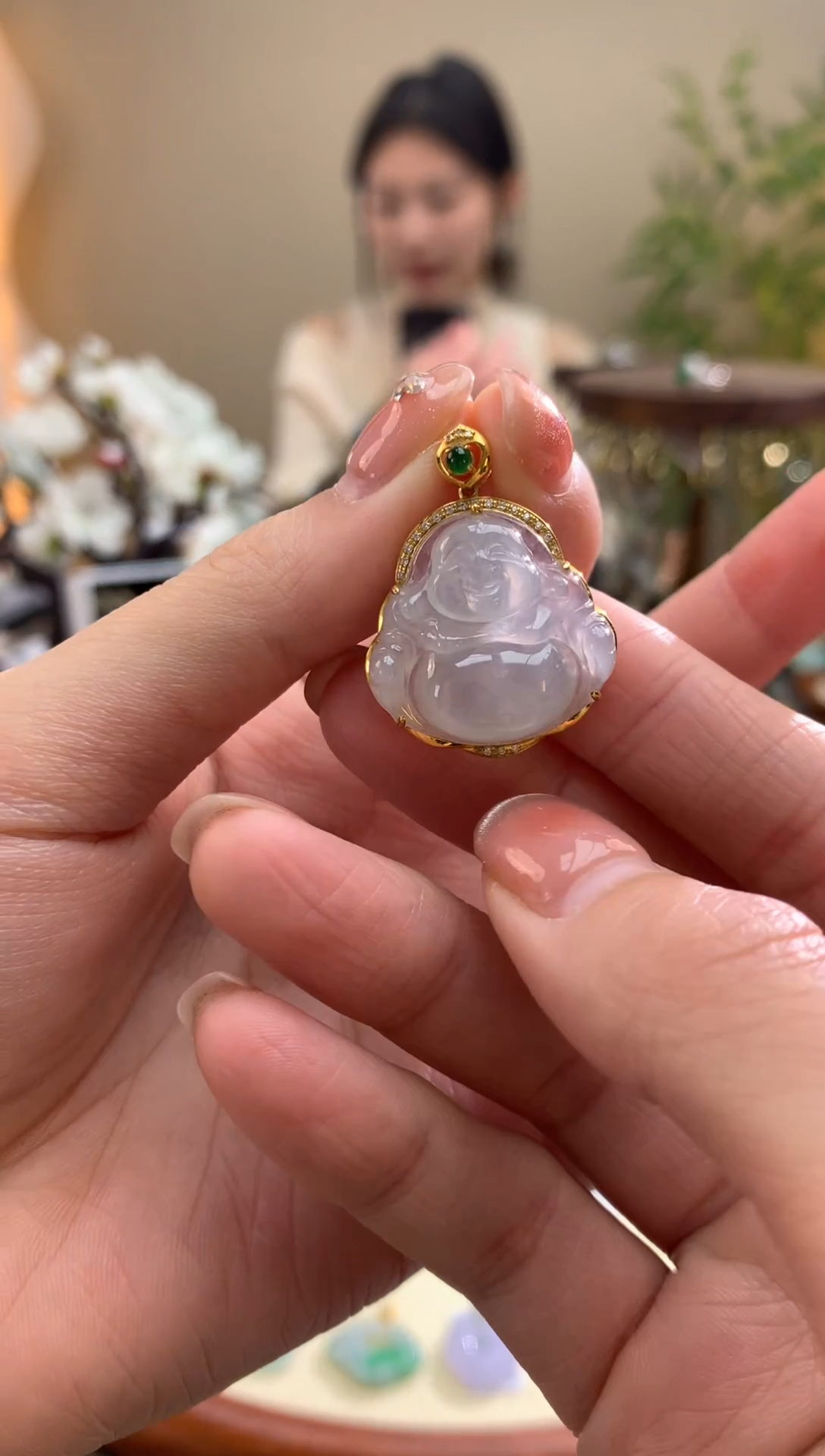 【闪购商品】翡翠颈饰18K金镶嵌佛公