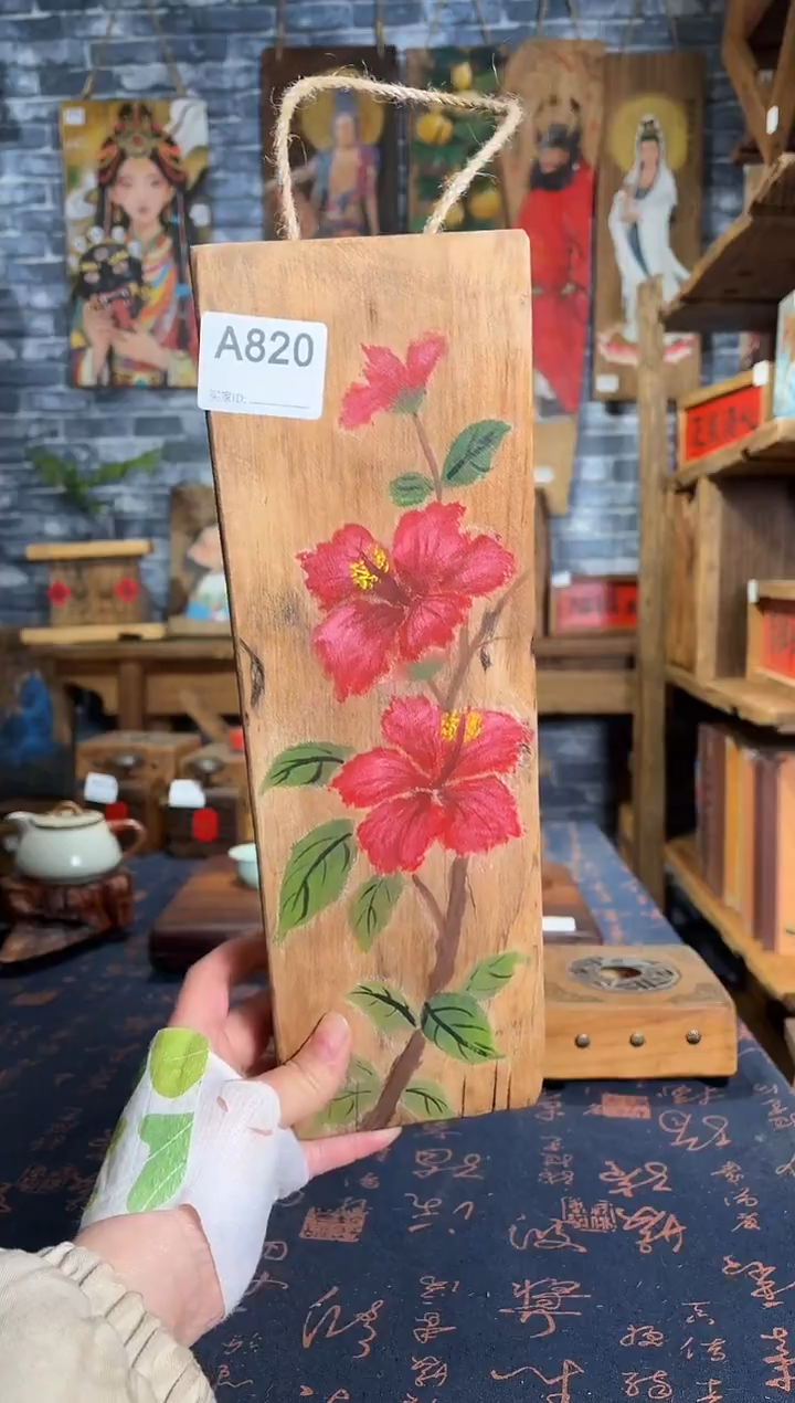 风化老门板丙烯画