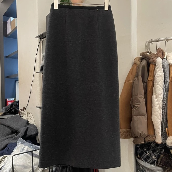 成人半身裙显瘦拉链长裙高腰不起球中长裙常规公主风 0133