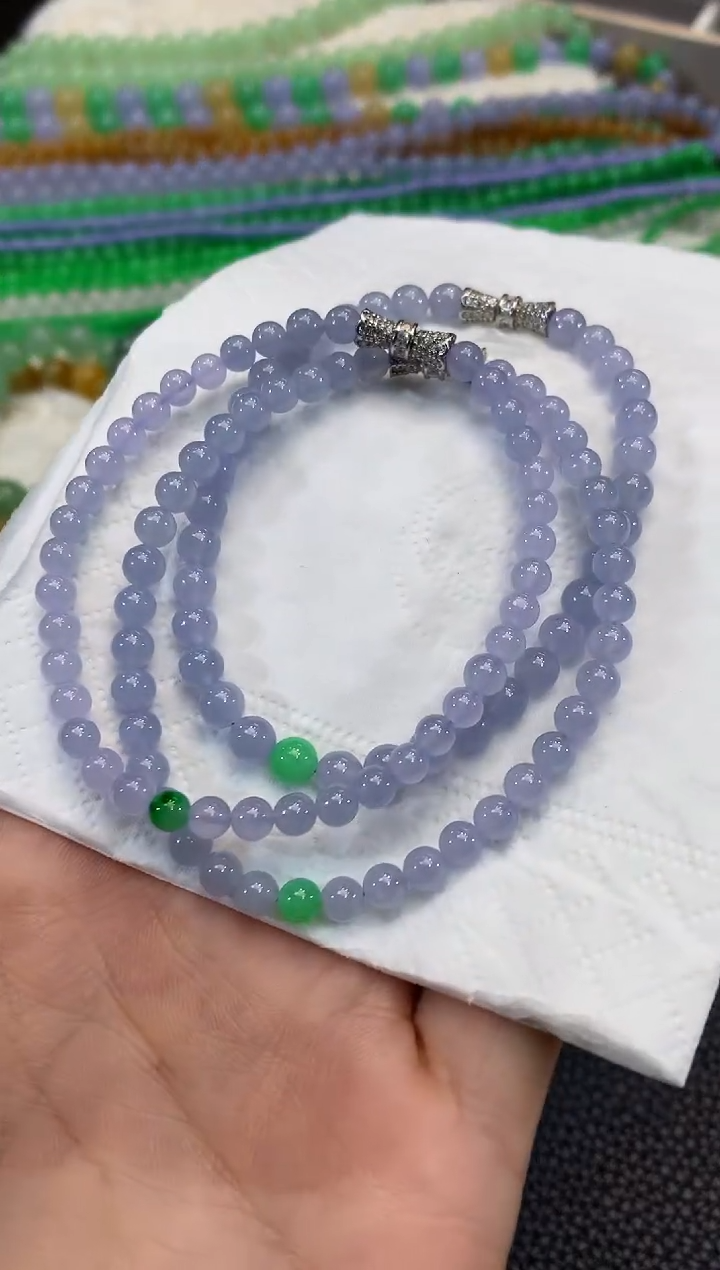 未镶嵌手串翡翠D34多样性发一件 紫货有一定色差
