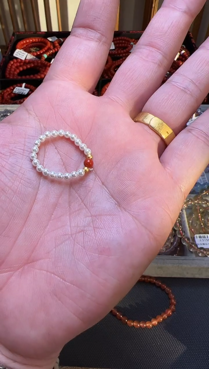 未镶嵌南红玛瑙戒圈小米珠戒圈