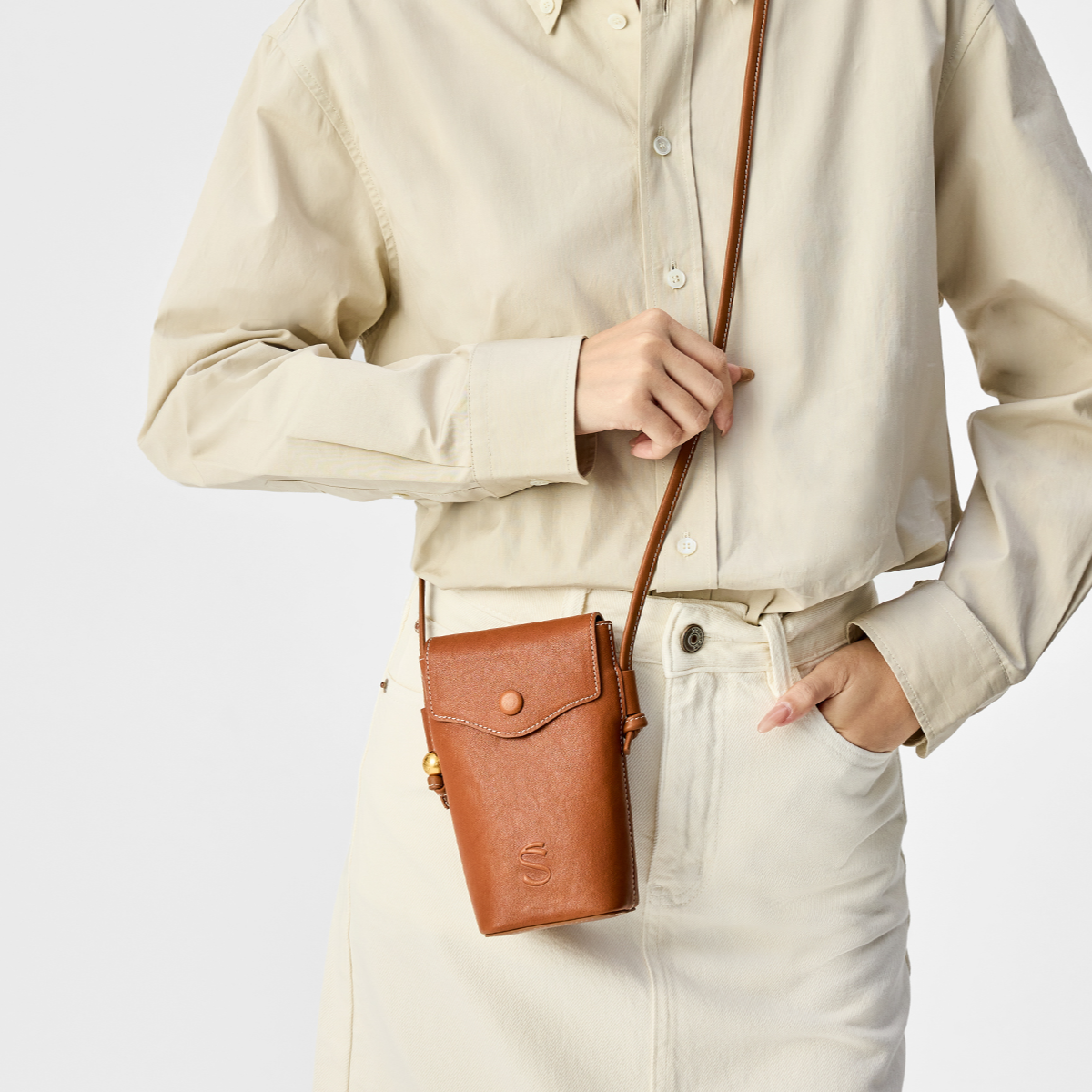 fiedlesissi/菲德茜茜 缪S竖款手机包植鞣皮单肩斜挎麻将包