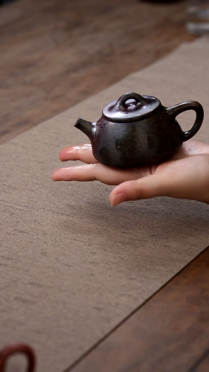 茶壶紫砂柴烧湖滏紫泥石瓢135cc