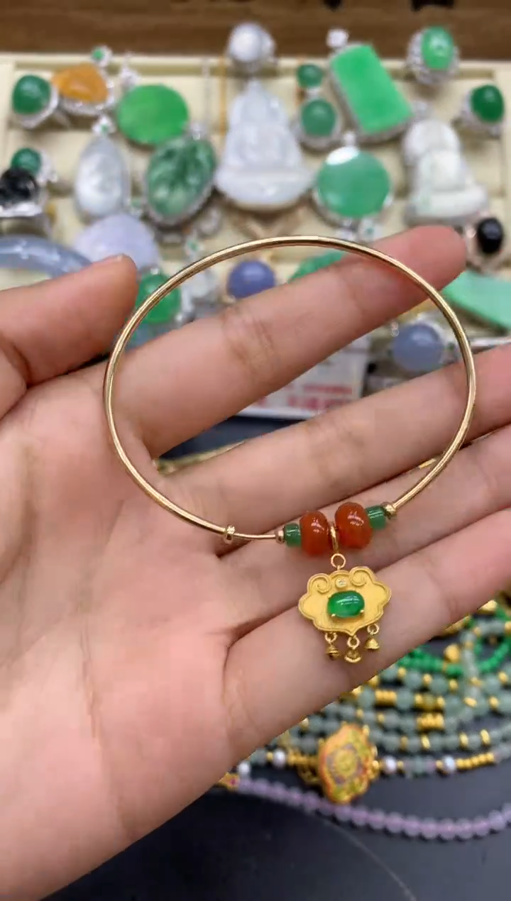 【闪购商品】翡翠手镯18K金镶嵌275-中国好珍宝