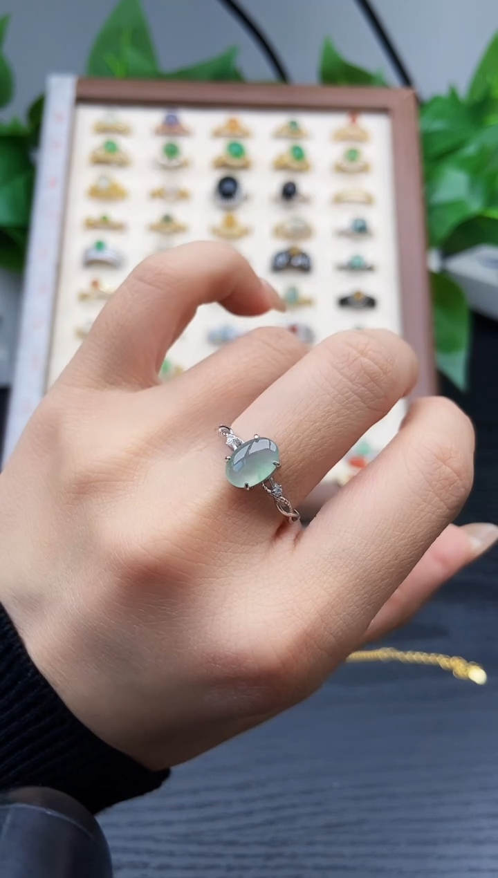 银S925镶嵌戒指翡翠12