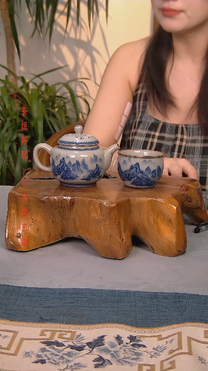 简装家用款2件套 老陶泥开片纹陶瓷茶具