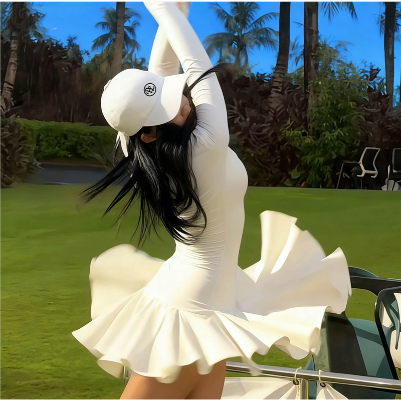 高尔夫服装韩版显瘦开花高尔夫女裙网球裙防走光运动裙高尔夫女装