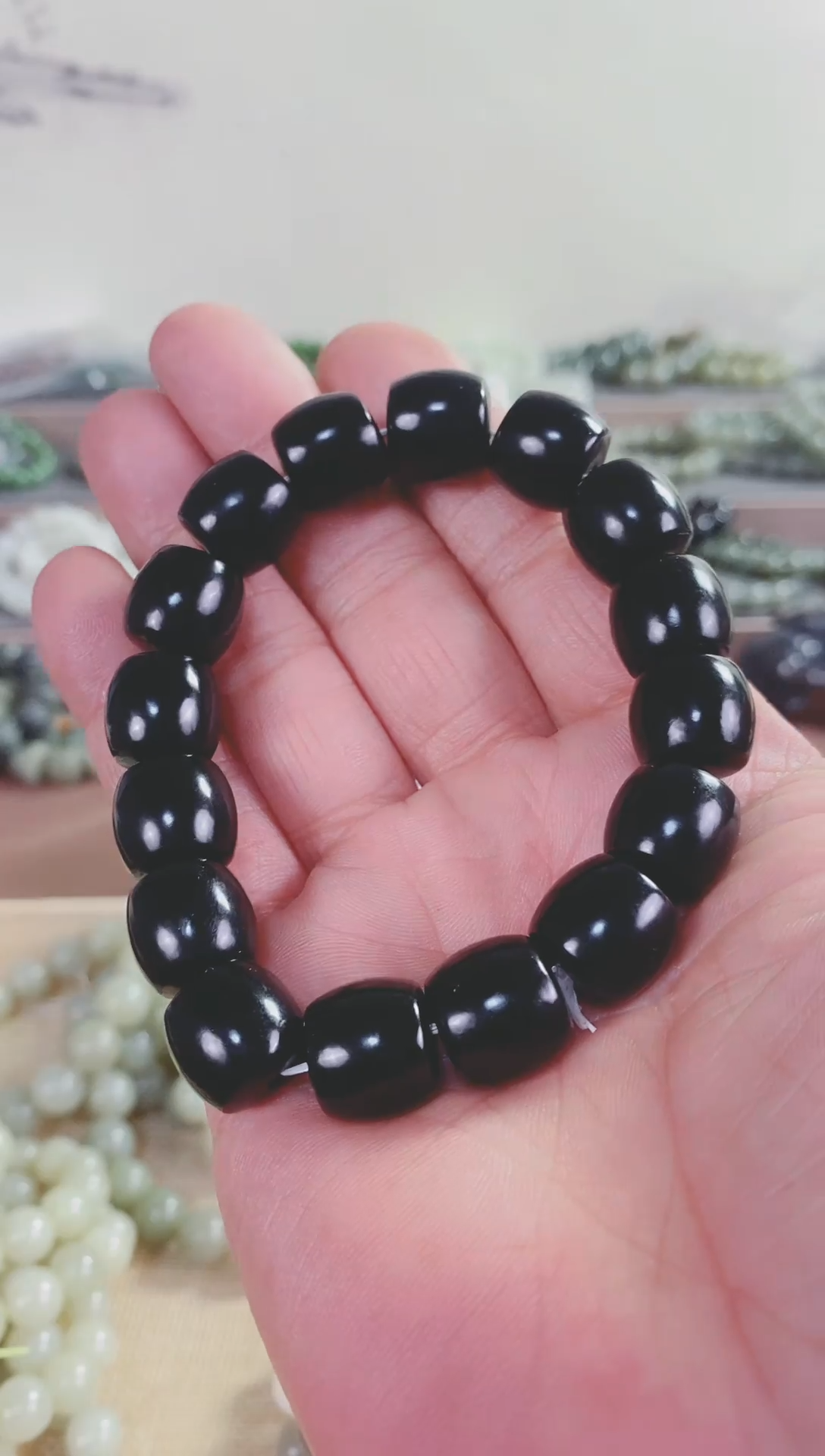 未镶嵌手串和田玉?*然墨青直切手串14