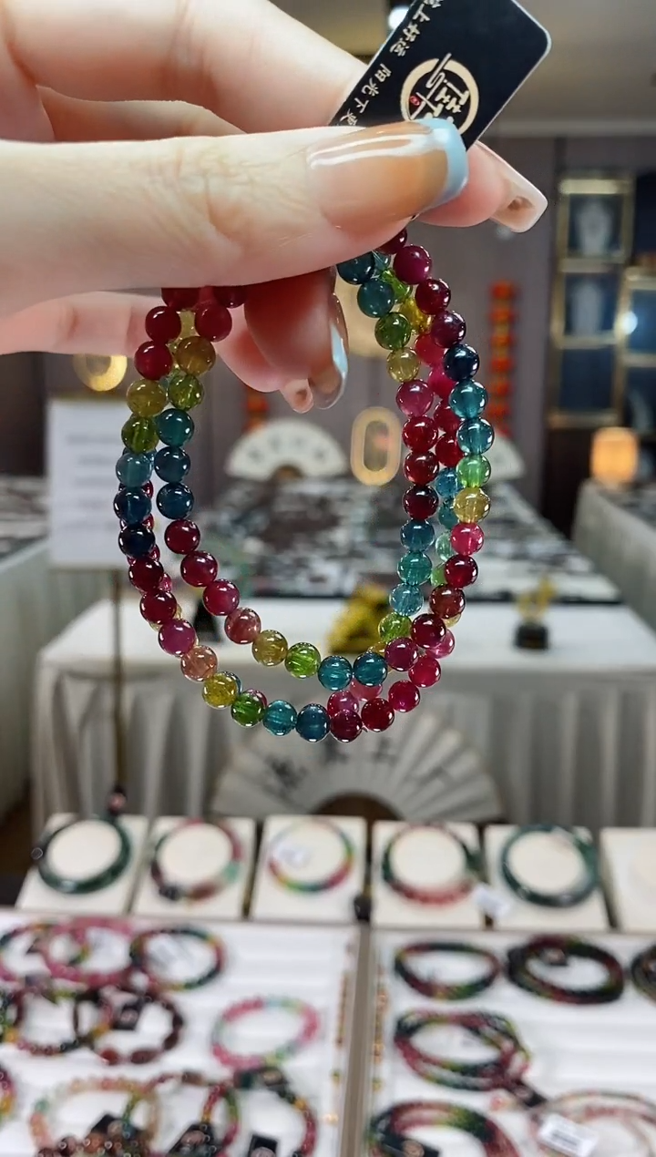【闪购商品】碧玺三圈手串5mm+未镶嵌一物一证dan