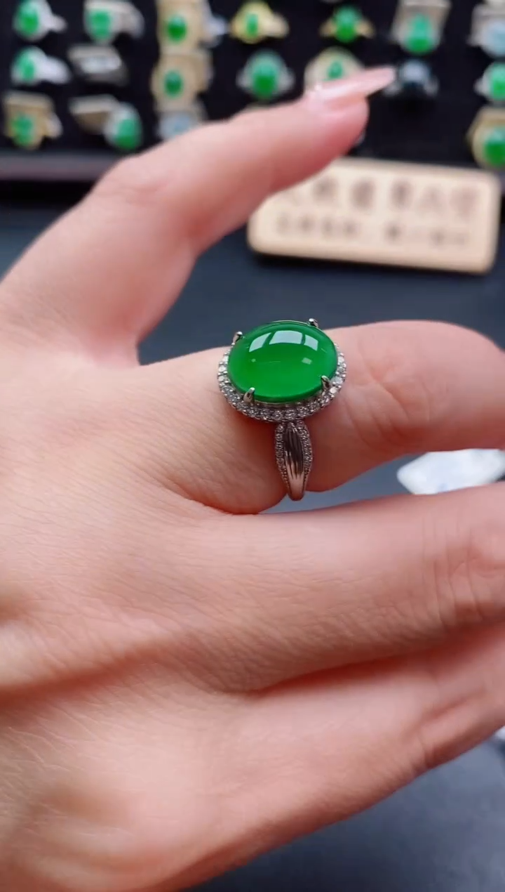银S925镶嵌戒指翡翠1