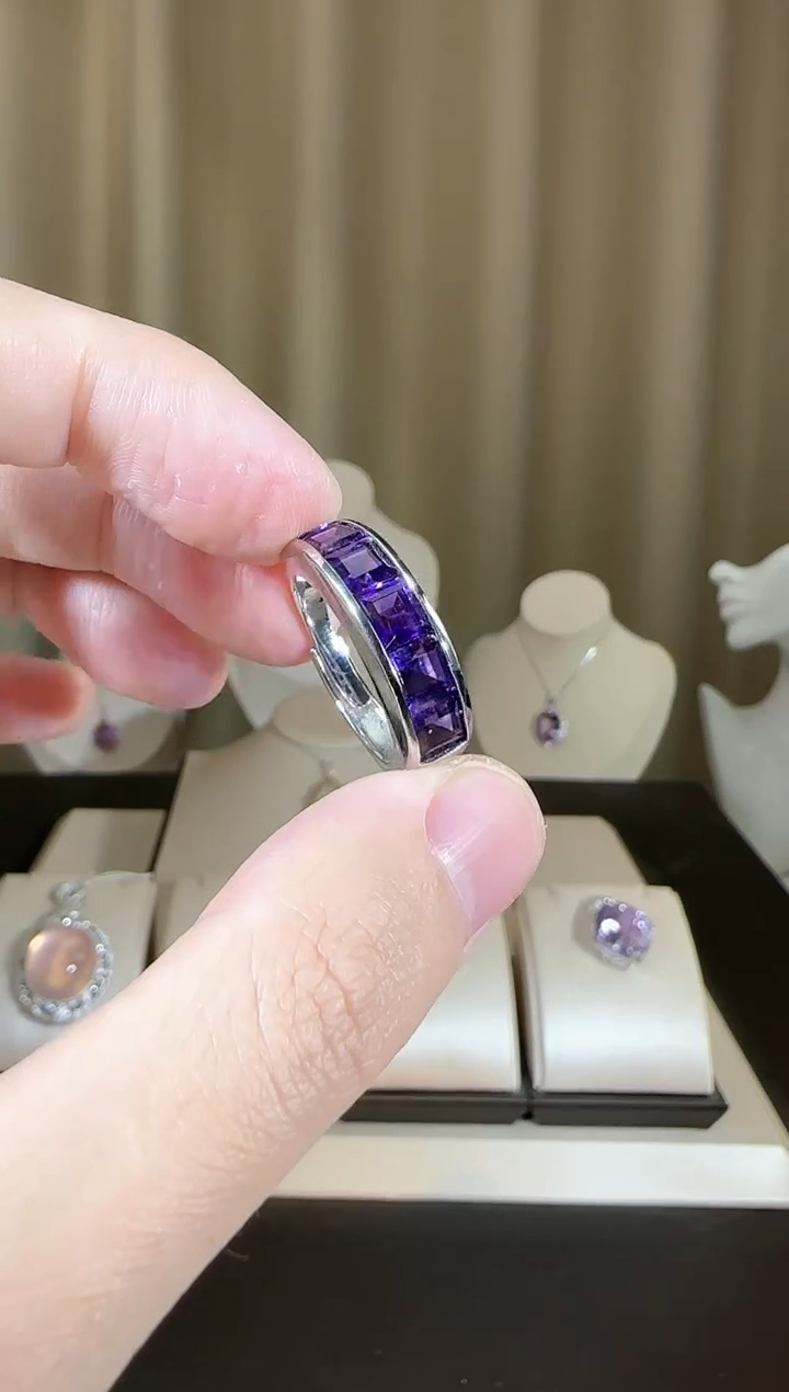 【闪购商品】紫晶戒指银S925镶嵌设计款