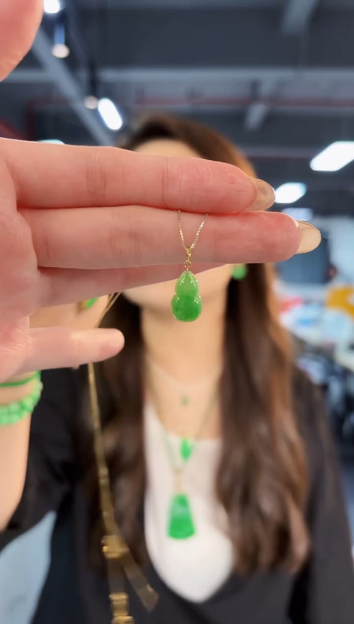 【闪购商品】翡翠吊坠(不含链)18K金镶嵌缅料A货/支持复检/一件