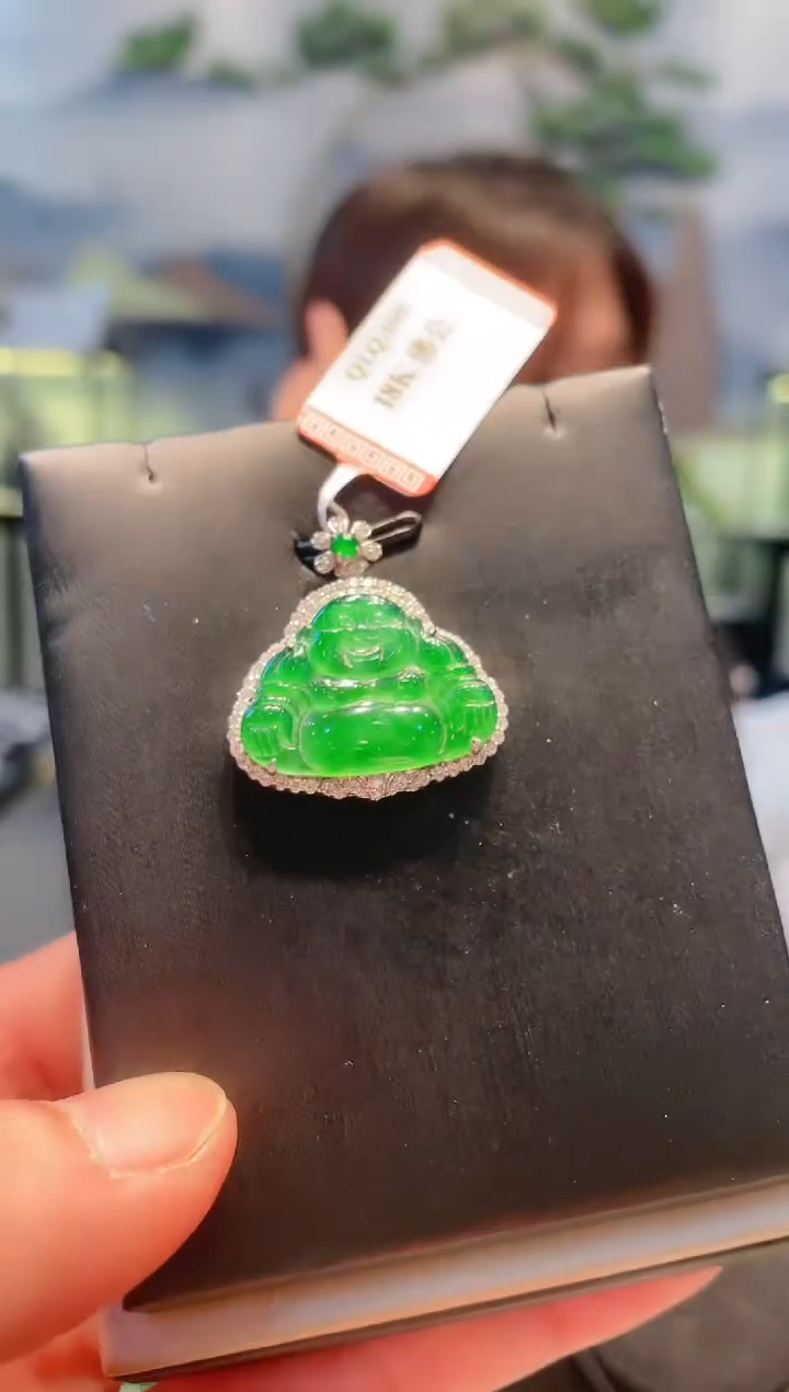【闪购商品】翡翠颈饰18K金镶嵌天然A货翡翠A71