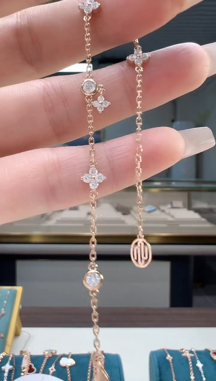 【闪购商品】钻石手链18K金镶嵌满天星泡泡手链K红