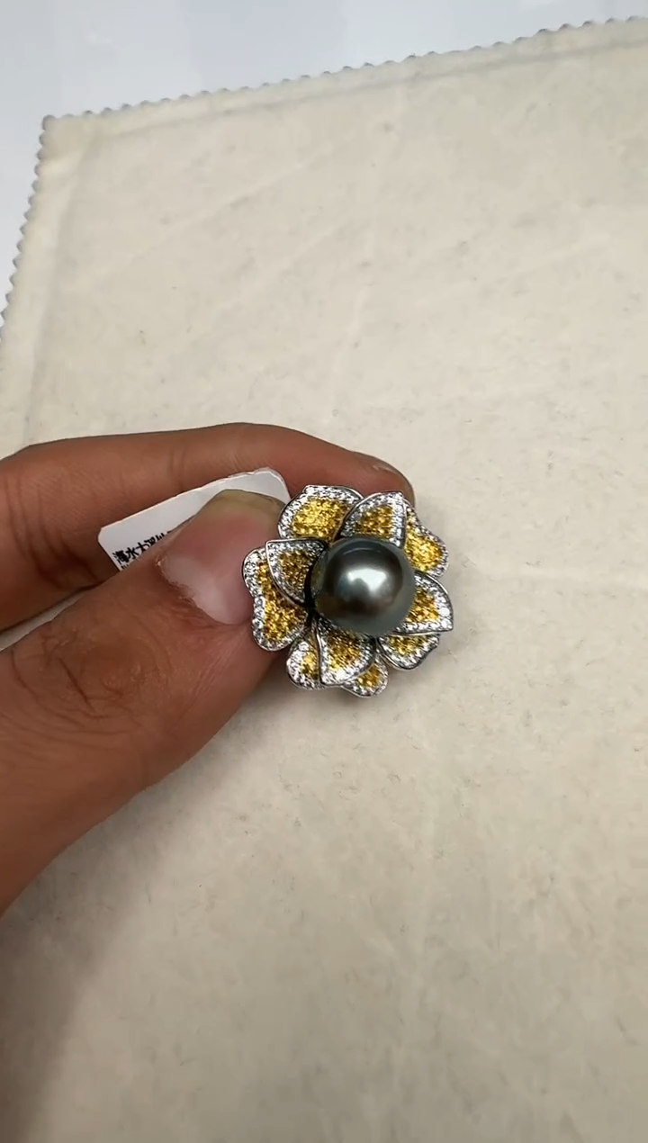 颈饰银S925镶嵌海水珍珠吊坠