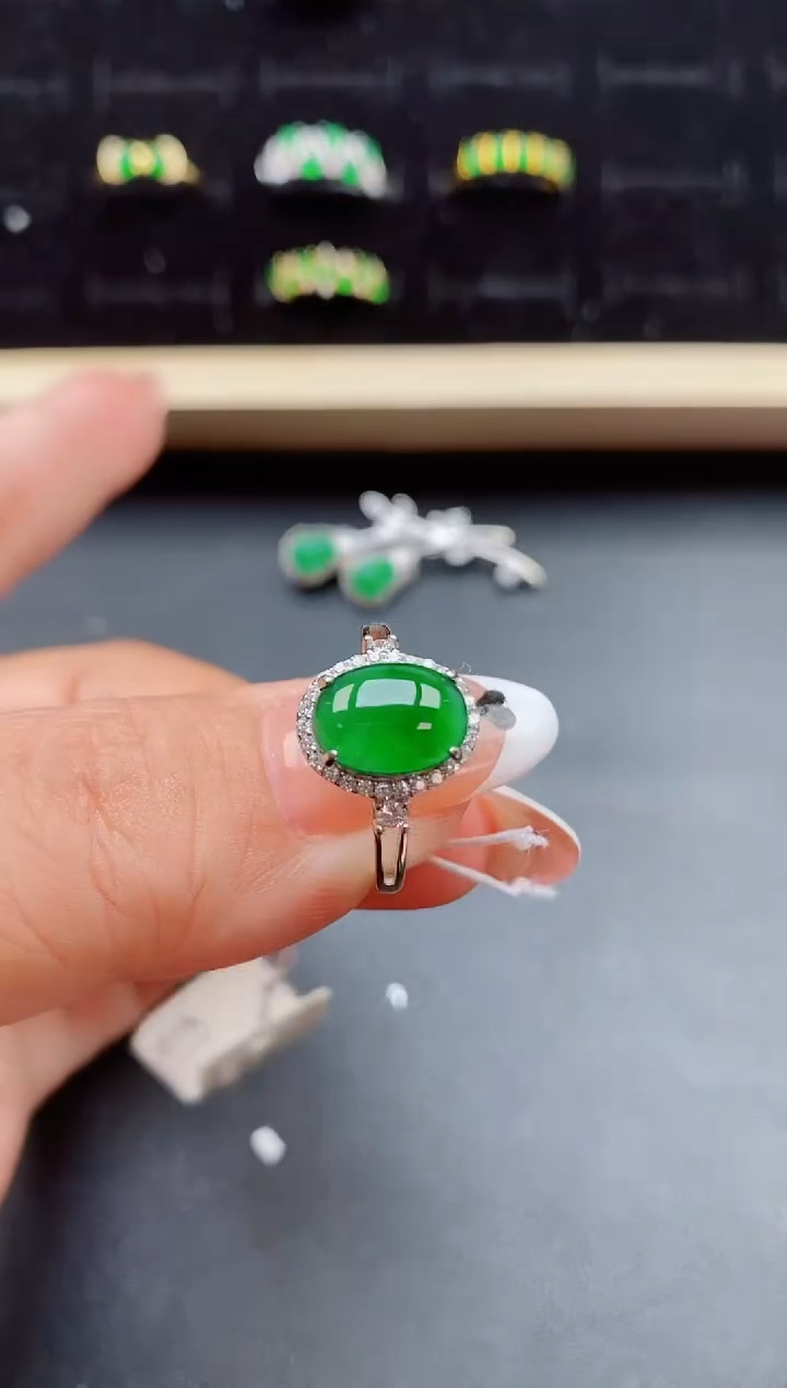 【闪购商品】翡翠戒指银S925镶嵌21321