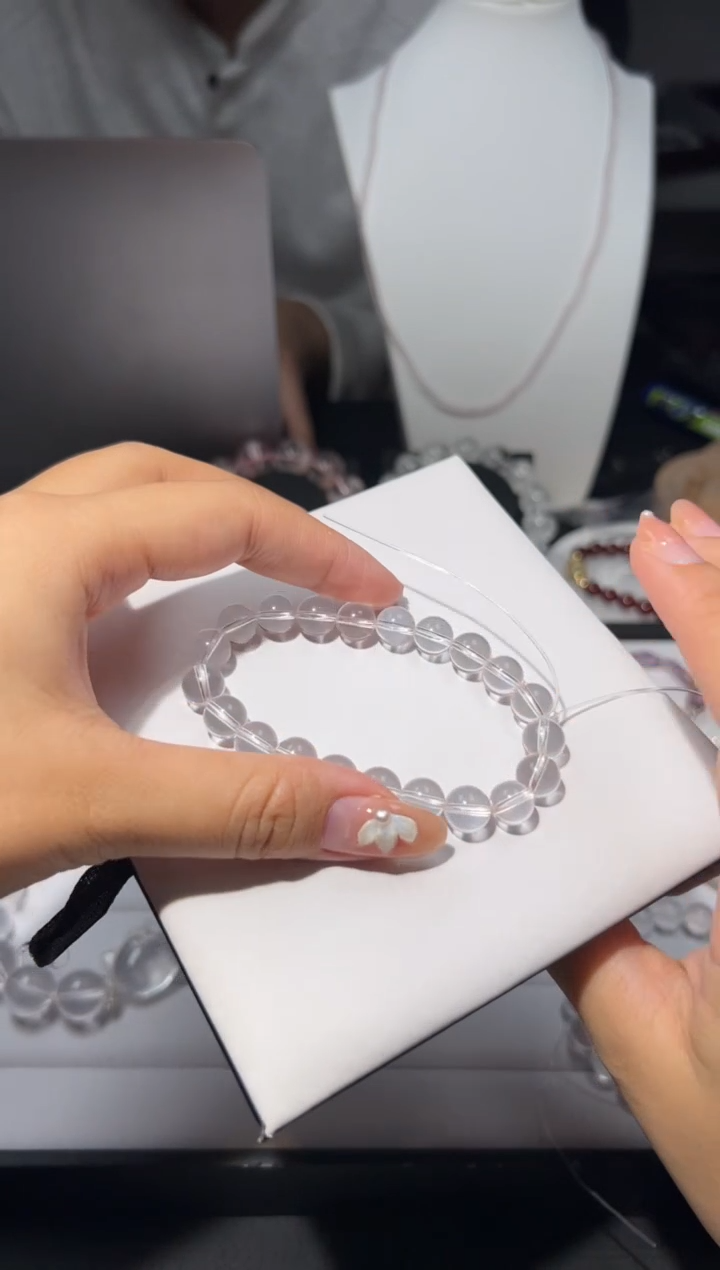 未镶嵌手链水晶六芒星光奶白晶9mm手串