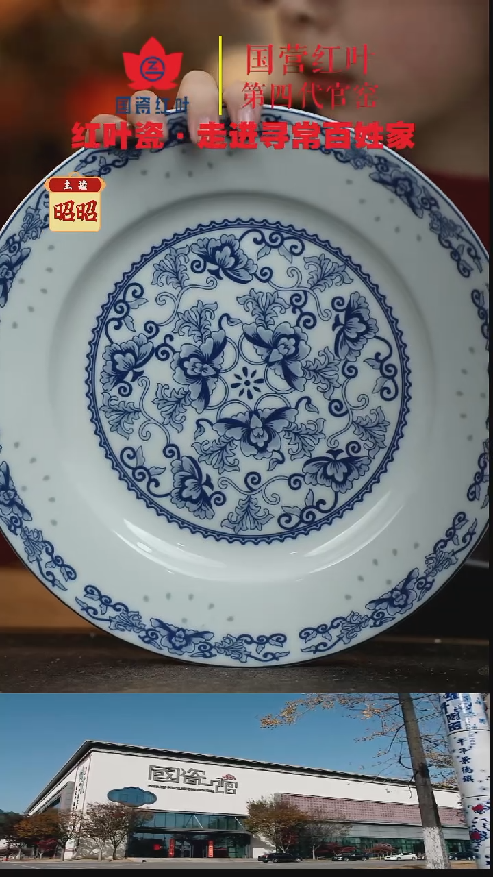 陶瓷1个微瑕青花缠枝10英寸平盘