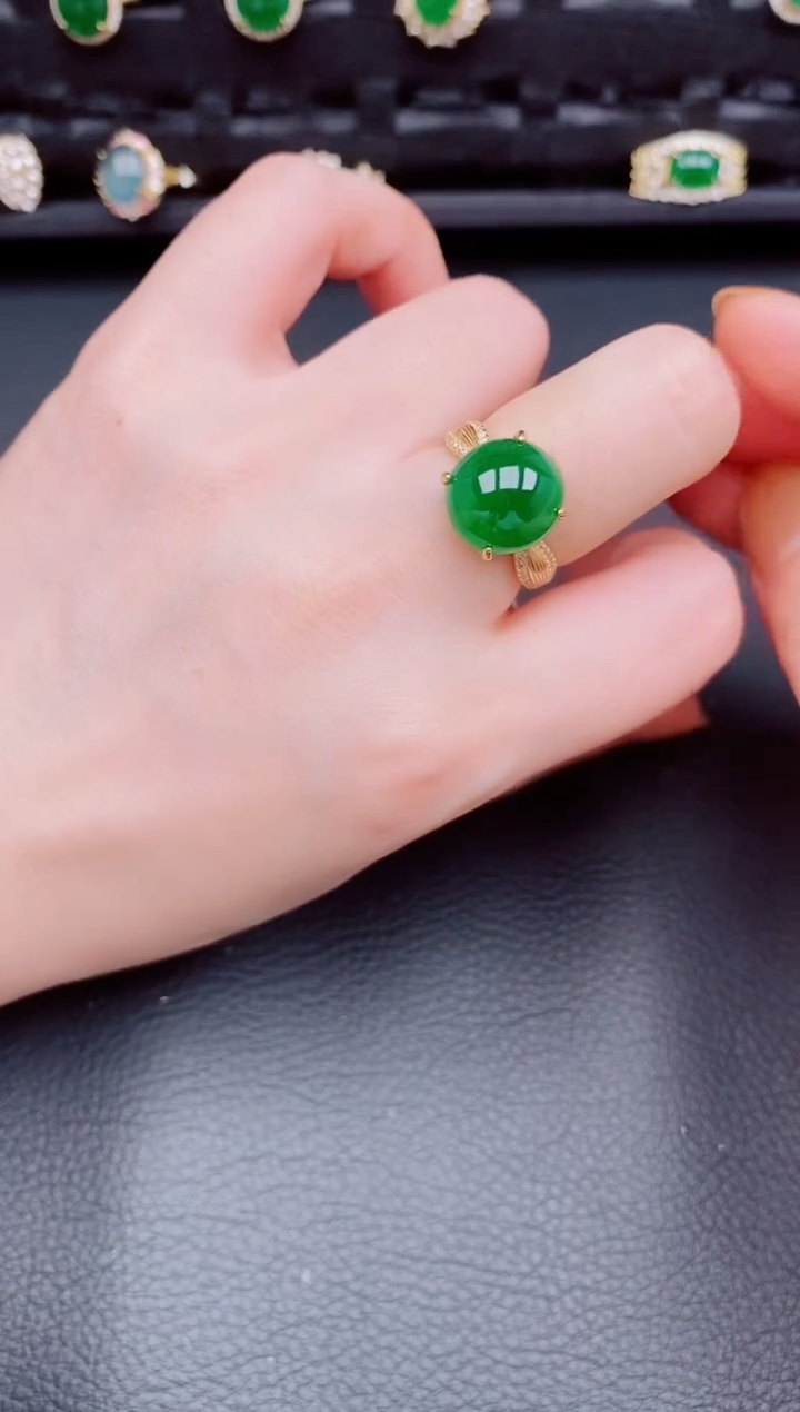 【闪购商品】翡翠戒指银S925镶嵌天然a货翡翠284