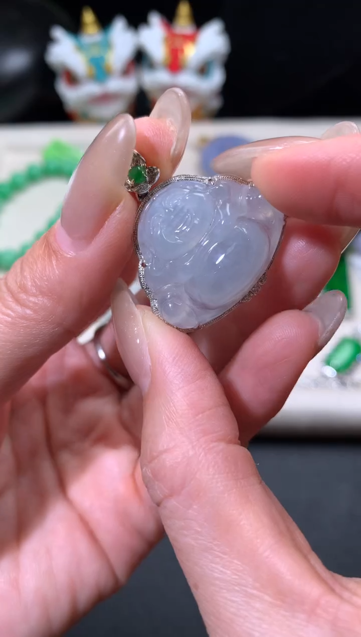 吊坠(不含链)18K金镶嵌翡翠翡翠