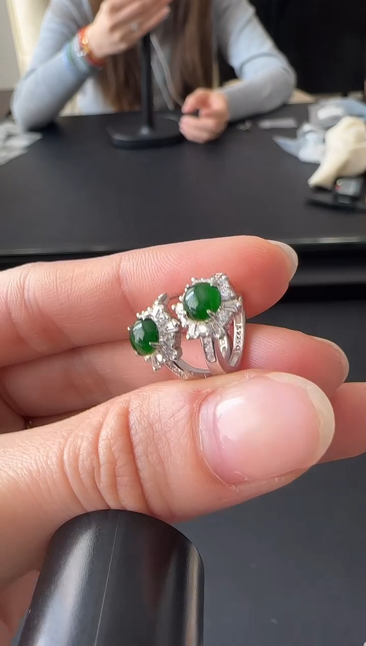 【闪购商品】翡翠耳饰银S925镶嵌耳饰