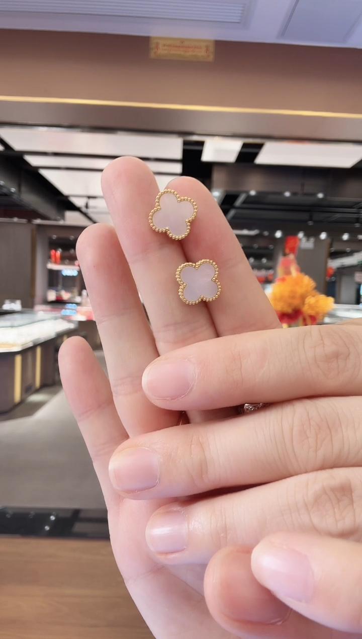 【闪购商品】贝壳（贝母）耳钉18K金镶嵌耳钉