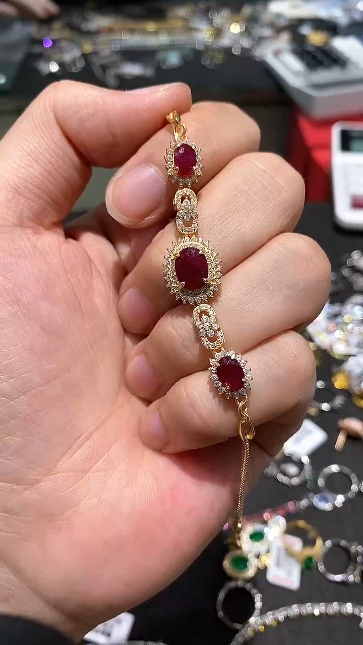 【闪购商品】手链银S925镶嵌红宝石手链