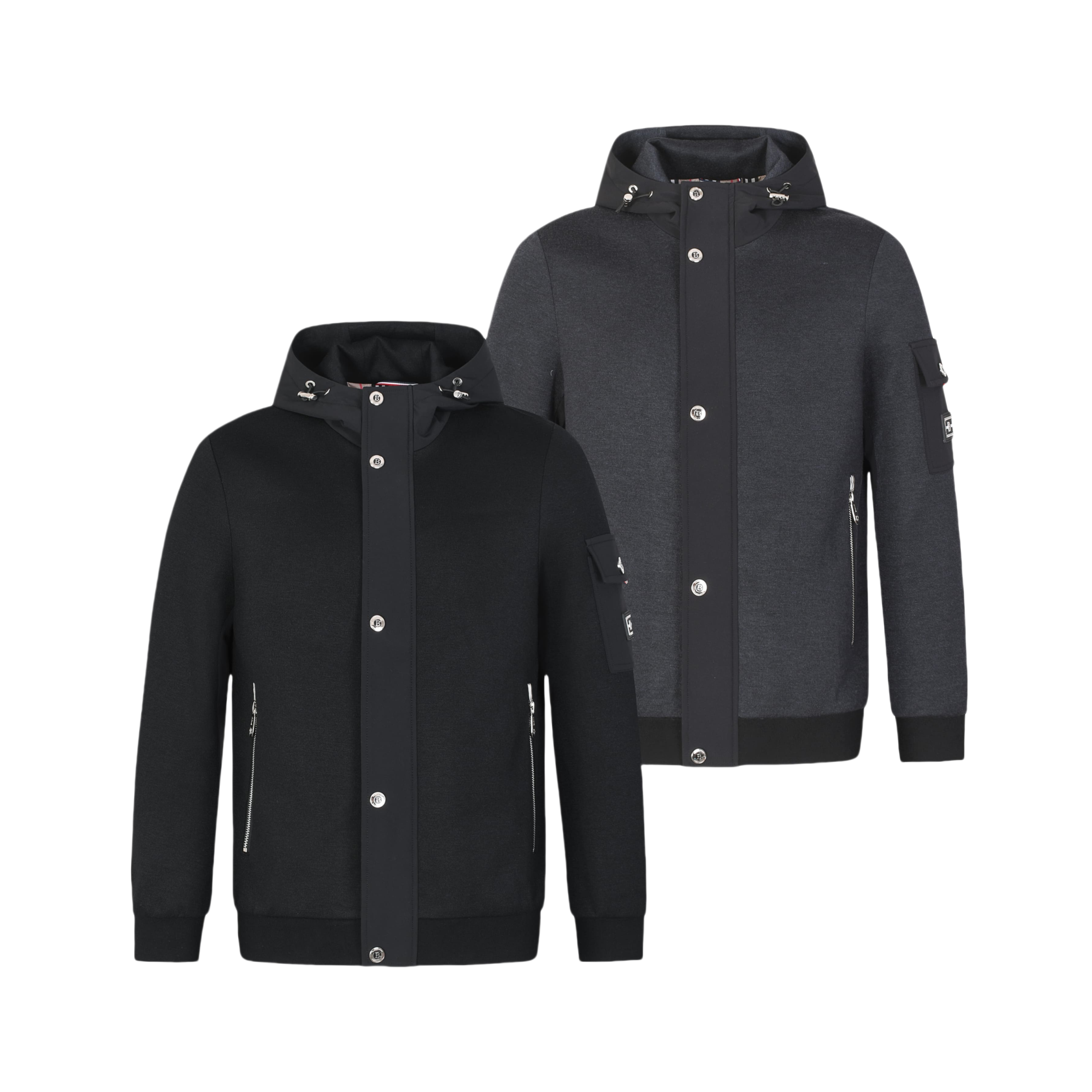 巴家夹克（9988#）高端山羊毛秋冬连帽刺绣铭牌拉链纽K扣男款百搭