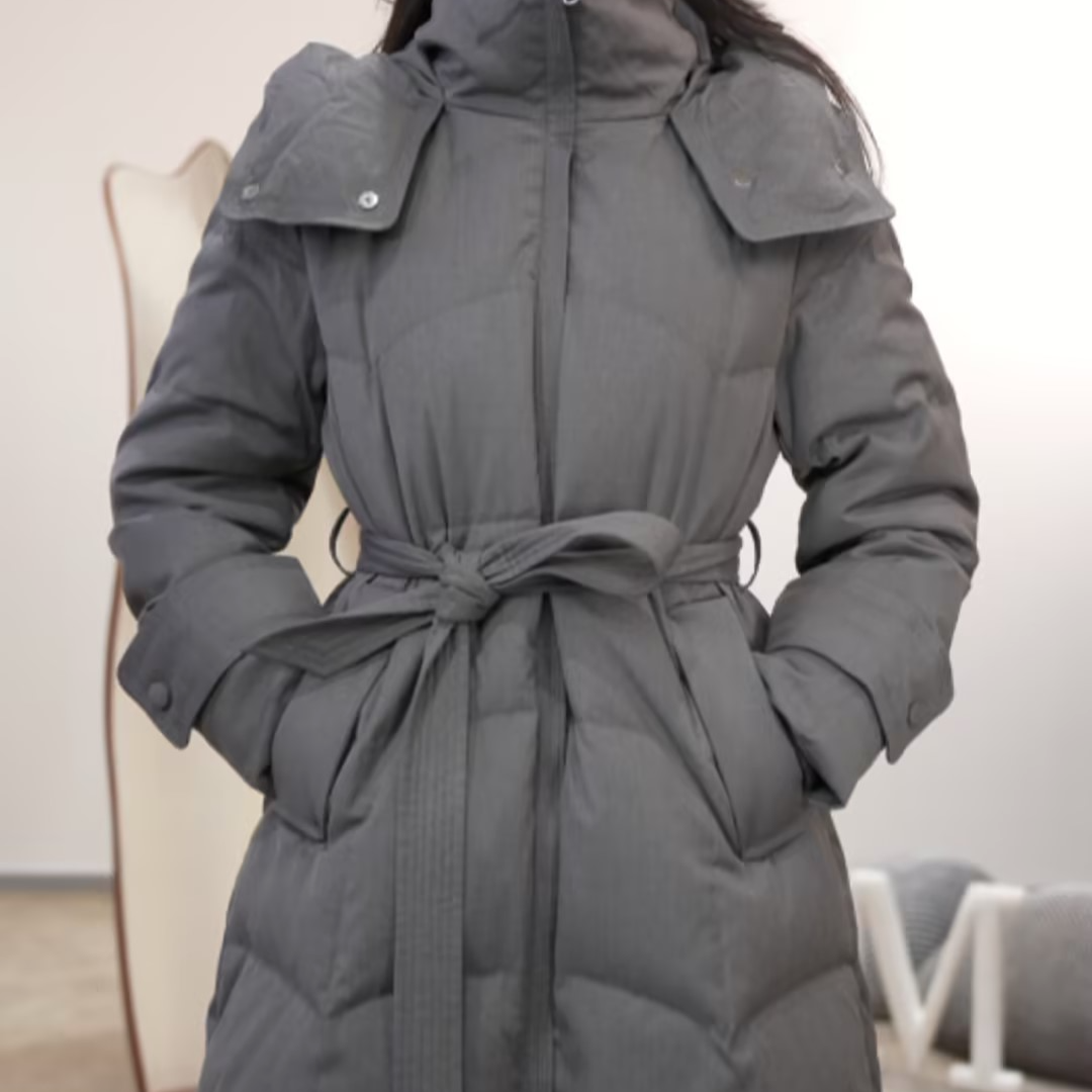 IMM尹默冬连帽长款90白鹅绒羽绒服外套女