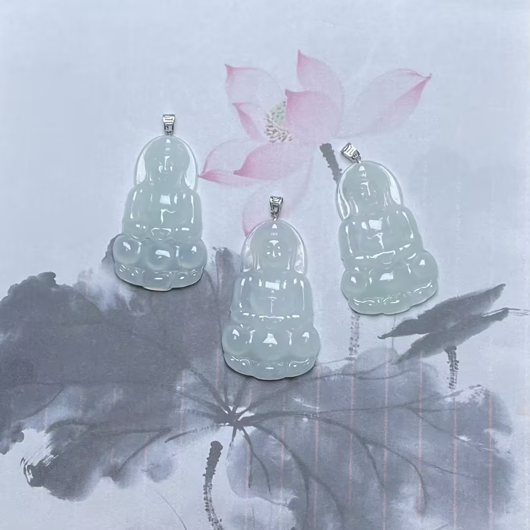 天然缅甸a货翡翠观音吊坠（多样性发其一）YL-GY30-33
