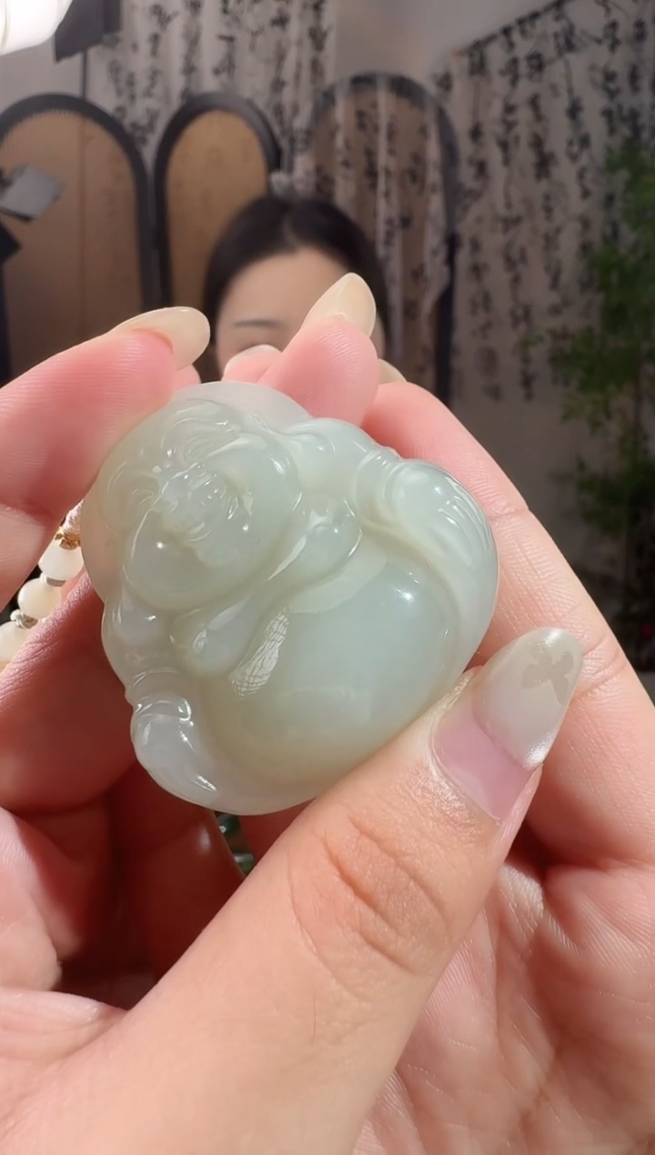和田玉未镶嵌颈饰45高晴白佛公 19