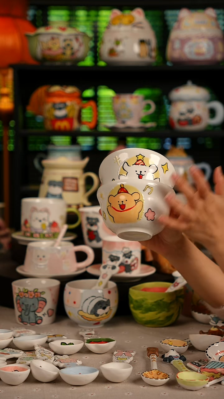 陶瓷无盖款景德镇高温釉下彩纯手绘创意瓷