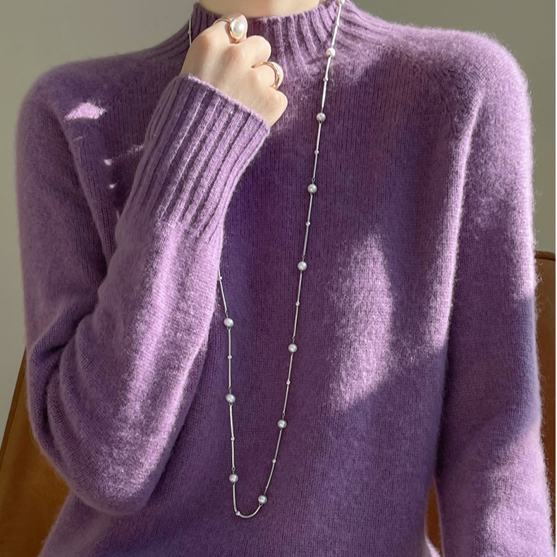 纯羊毛一线成衣七针加厚半高领百搭羊毛衫D030