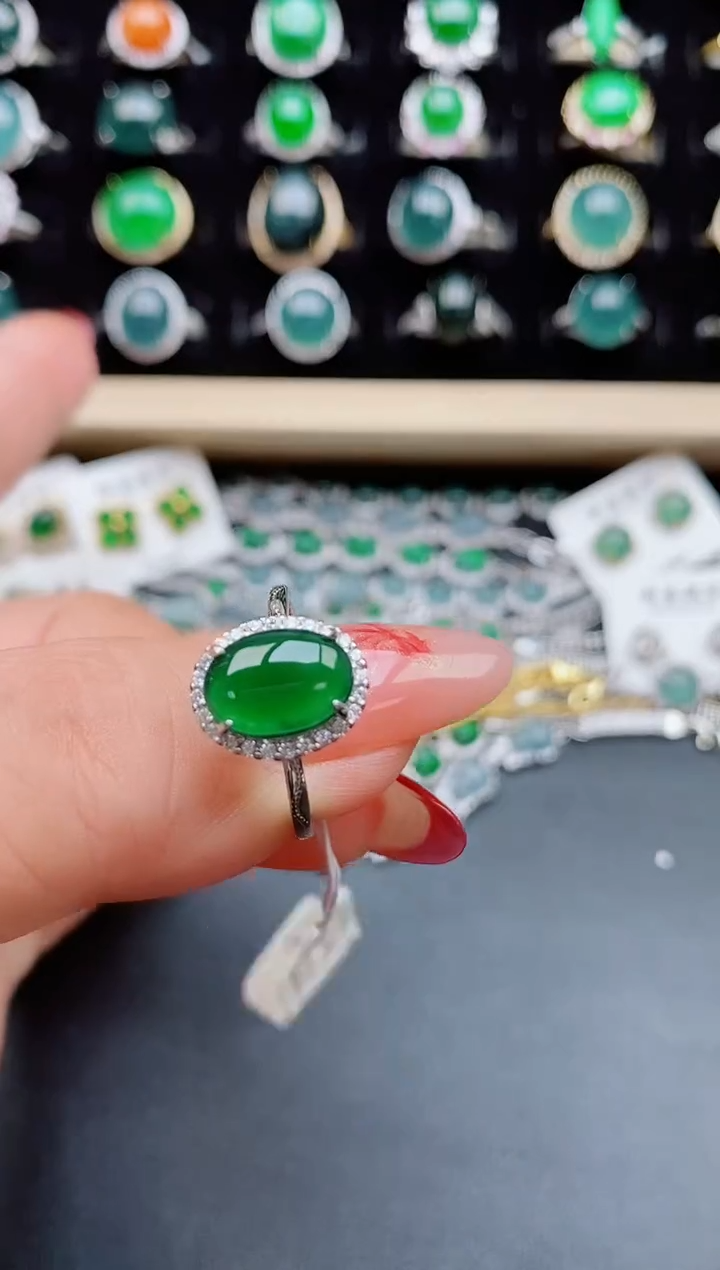 【闪购商品】翡翠戒指银S925镶嵌508005