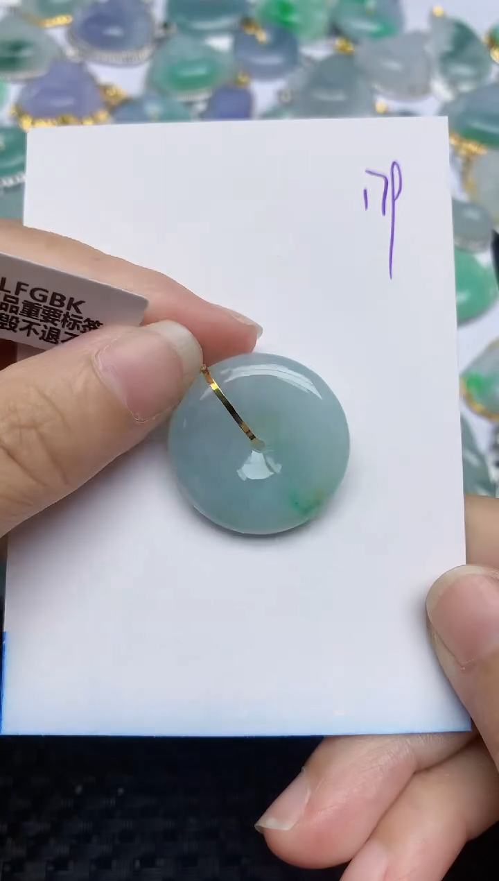 翡翠18K金镶嵌颈饰天然A货翡翠 179