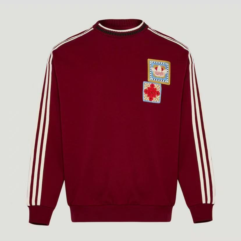 adidas/阿迪达斯三叶草新年款红色运动毛圈布卫衣套头衫KU1423