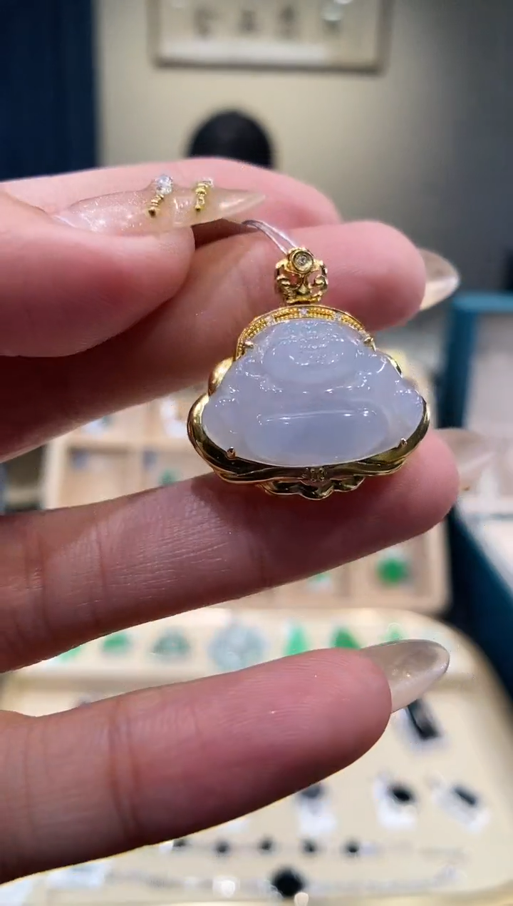 【闪购商品】翡翠吊坠(不含链)18K金镶嵌佛公