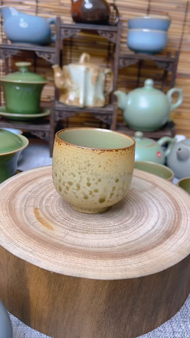 【闪购商品】瓷片原生态原矿草木灰秋天的落叶杯子1