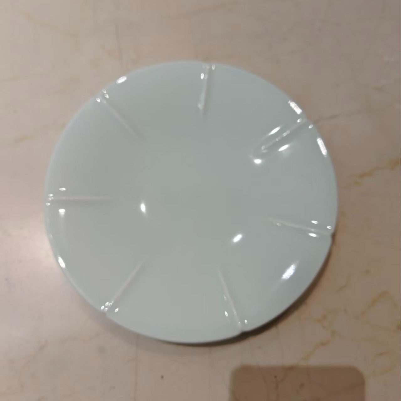 景德镇五花马20cm七角梅花盘菜盘餐具影青浅盘餐盘陶瓷盘子