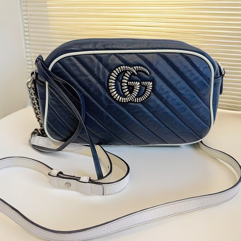 95新 GUCCI/古驰 藏蓝色马蒙相机包  1167 6199 