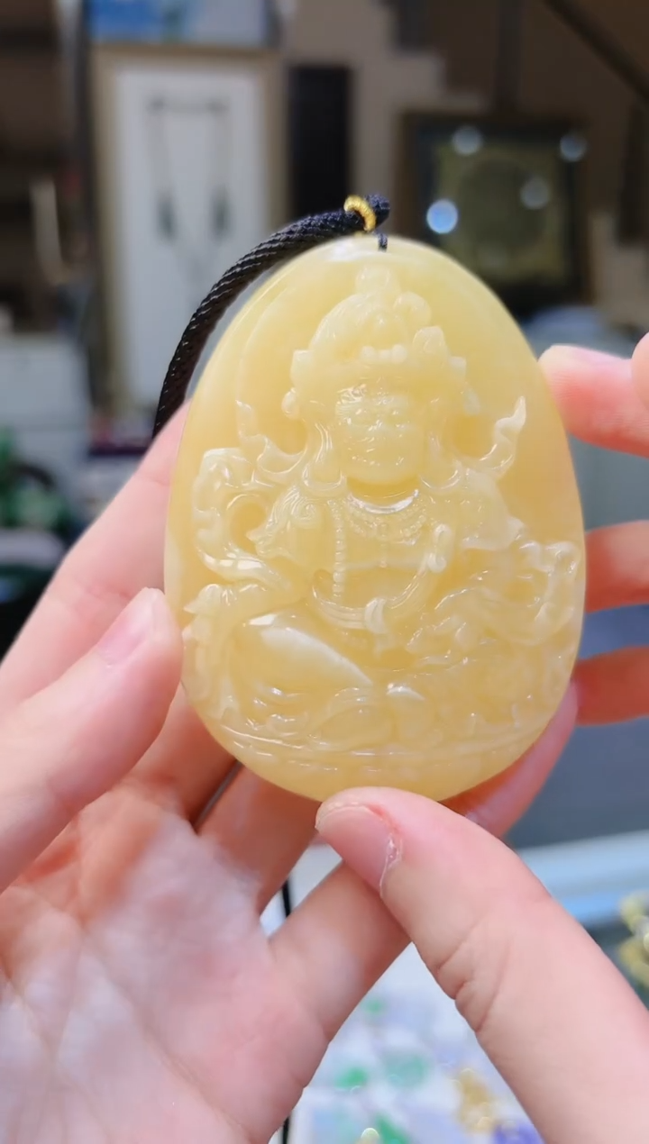 【闪购商品】蜜蜡颈饰未镶嵌蜜蜡黄财神项坠绳编Z