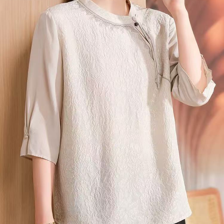 桑蚕丝冠乐皱 新中式国风中袖 气质外穿透气舒适