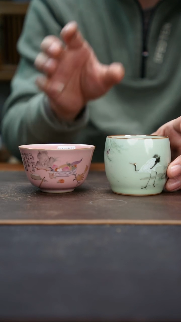 杯汝窑粉釉上清供图缸杯